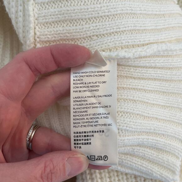 Free People Cocoa Sweater Oversized Tunic Mini Dress Cream Chunky Sz Large Stain - Picture 4 of 7